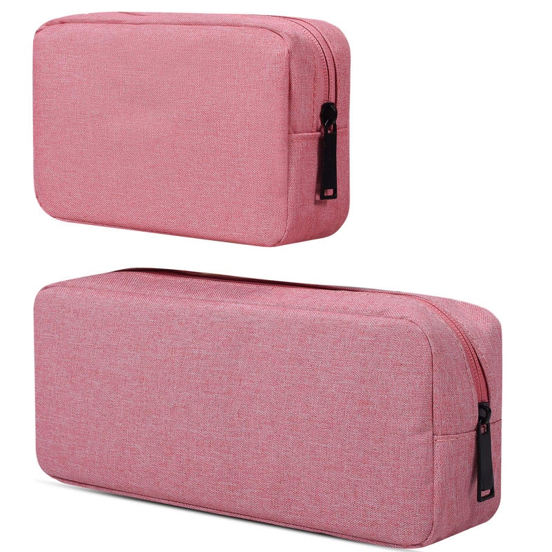 dealcase Electronic Accessories Organizer, Durable Small Electronics Accessories Storage Bag Compatible Laptop Charger Various USB,Cables,Cords and Power Travel Gadget Carry Bag,Pink(Small+Big) - Image 1